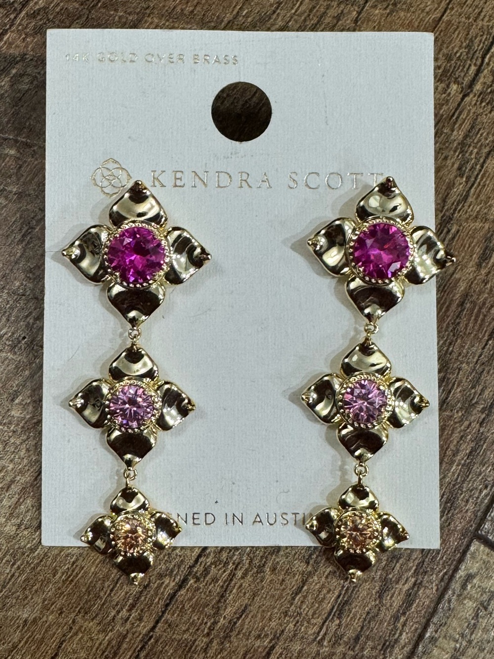 Kendra Scott Lily Mix 14K Gold Over Brass Drop Earrings NWT